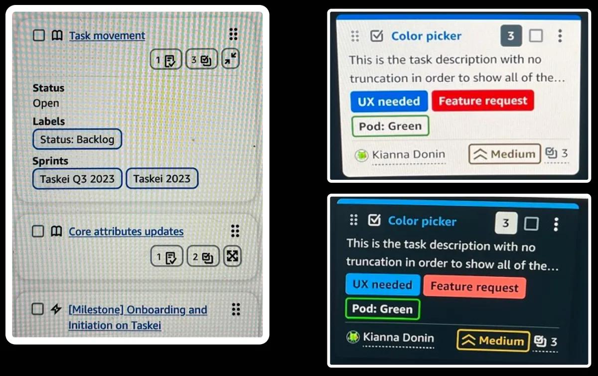 Before and after comparison of labels